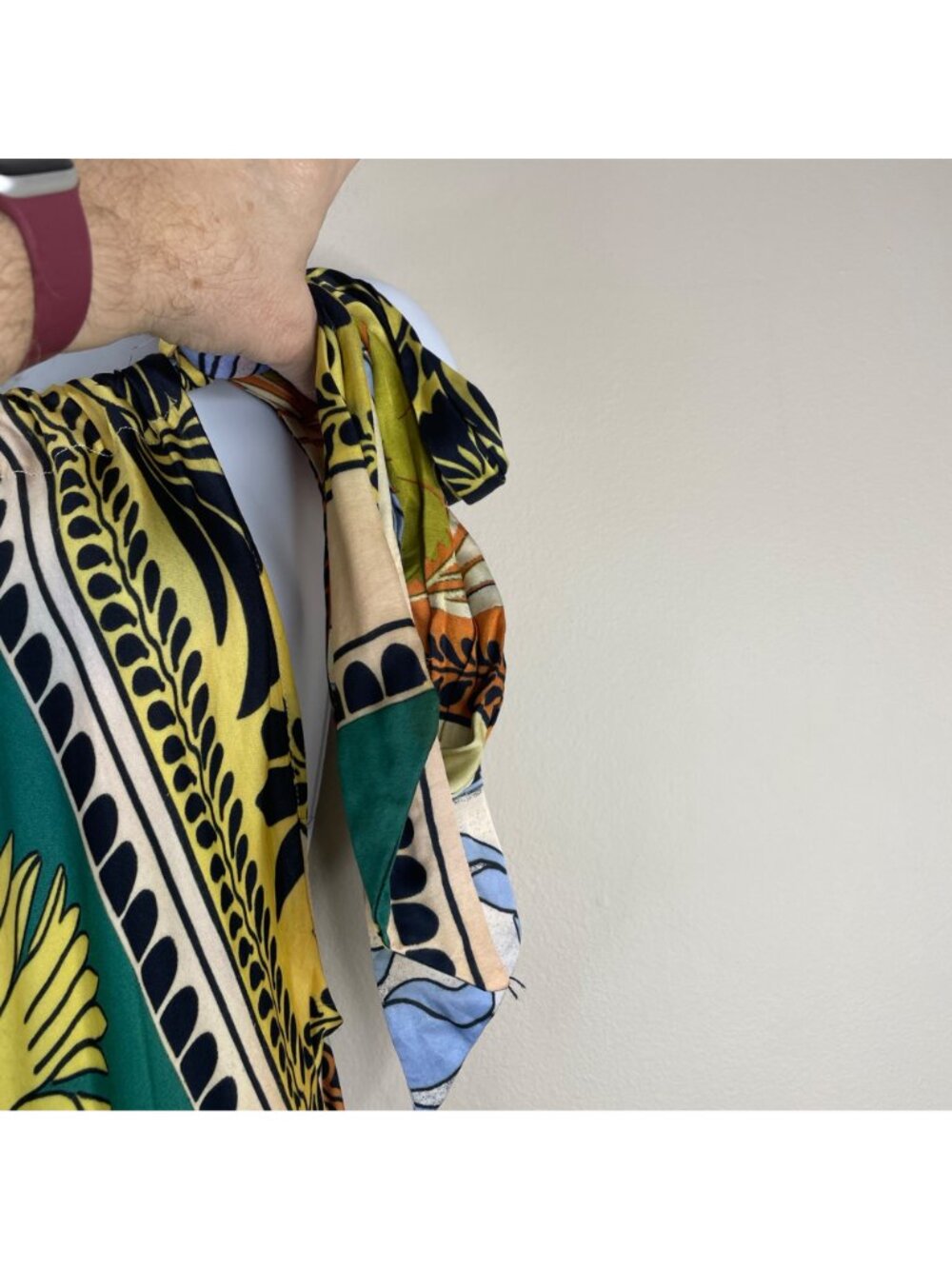 Zara Maxi Dress Womens XLarge Resort Halter Satin Silky Exotic Mixed Print Long - Picture 5 of 16